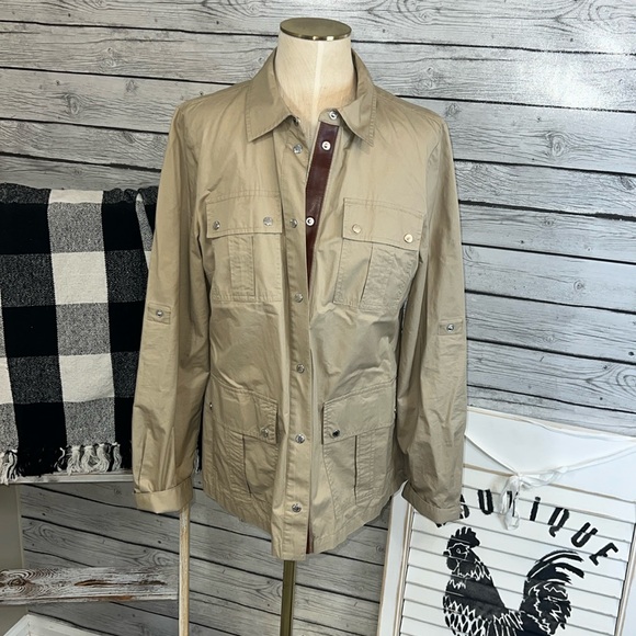 Michael Kors, cotton with leather like detail top jacket - Picture 1 of 10